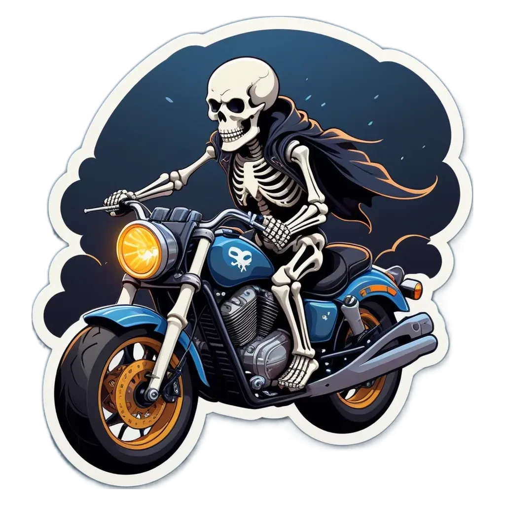 A skeleton riding a motorcycle is the only detail in this image.