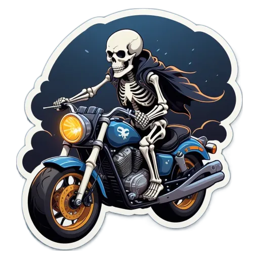 A skeleton riding a motorcycle is the only detail in this image.