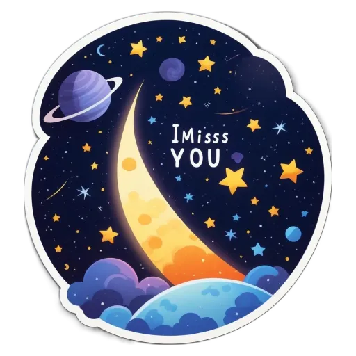 I miss you heart is stapled to a circle shape sticker.