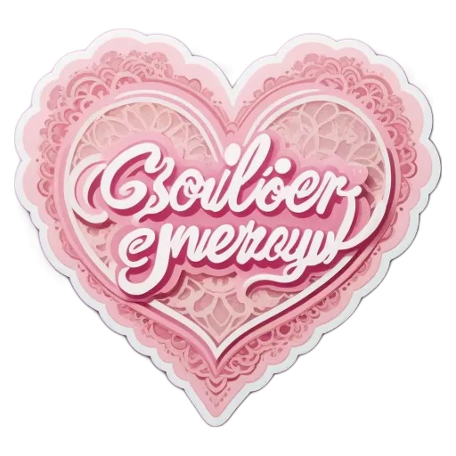 A pink and white heart shape with the words "Coulrier Emory" written on it.