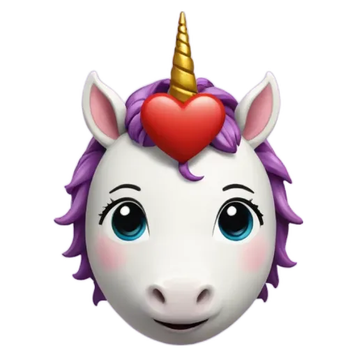 A face with a heart and a unicorn horn.