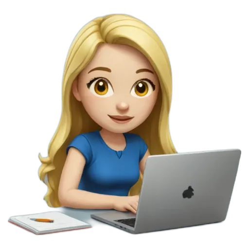 An apple emo girl is using an apple laptop.