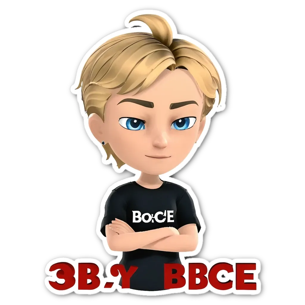 A sticker of a 3 by 2 by BBCE.