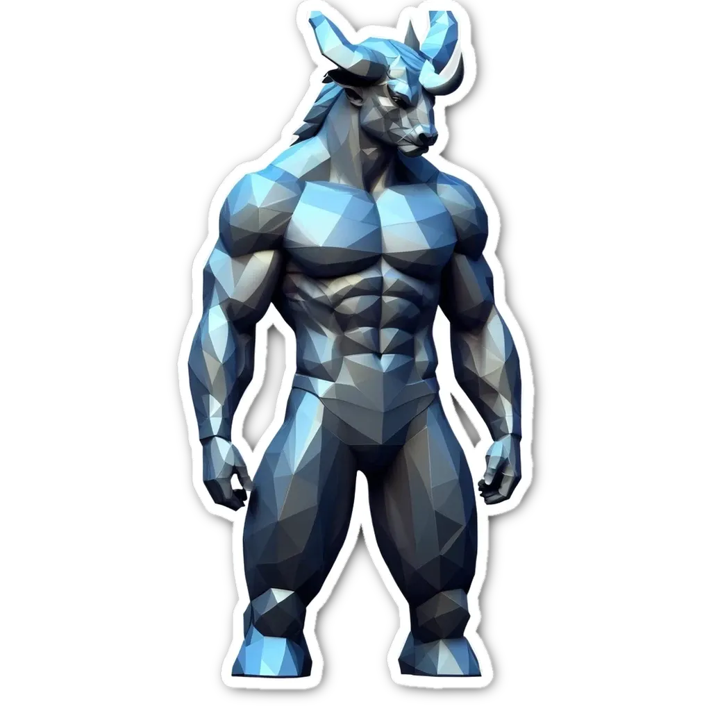 A sticker of a muscle man with a black background.