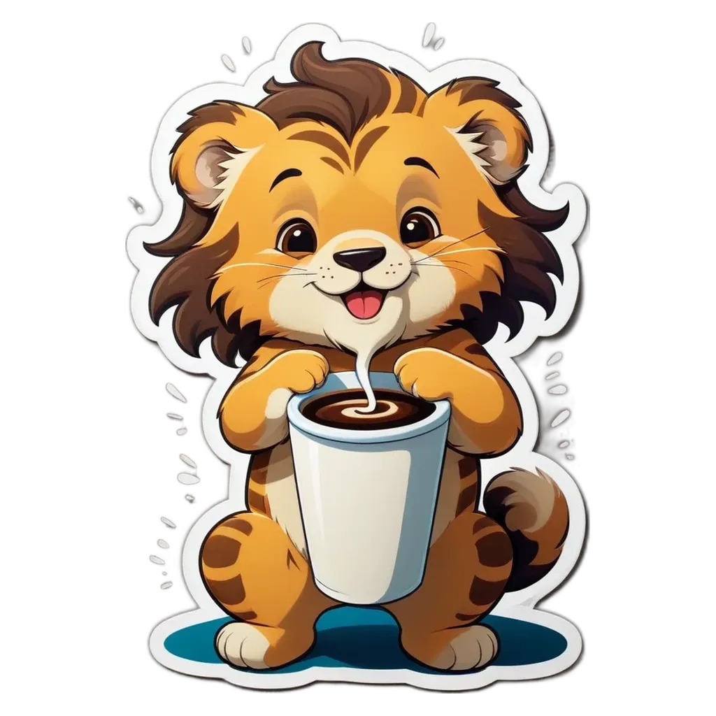 A cartoon animal drinking from a cup.