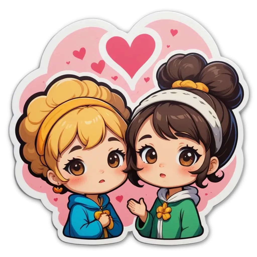 Two girls with hearts in their hair standing next to each other.