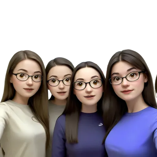 four girls in glasses taking a photo of themselves.