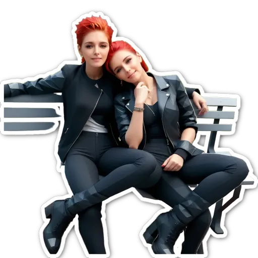 Two women wearing black jackets and sitting on a bench.