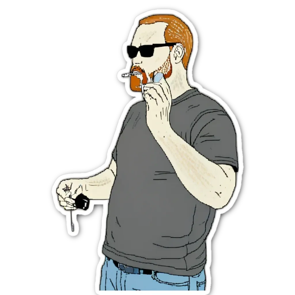 A man with a cigarette and sunglasses is holding a car key.