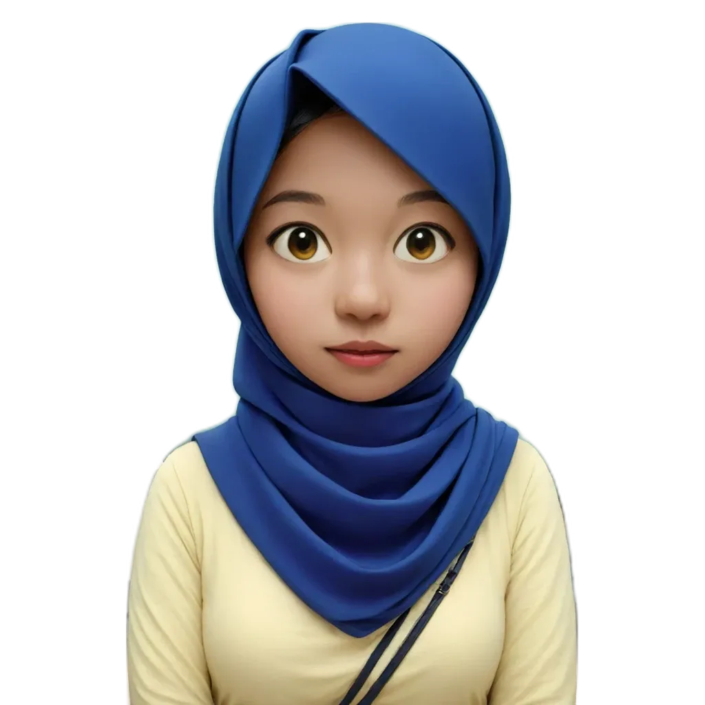 A girl wearing a blue scarf is wearing a yellow top.