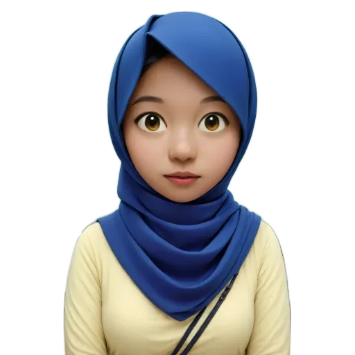 A girl wearing a blue scarf is wearing a yellow top.