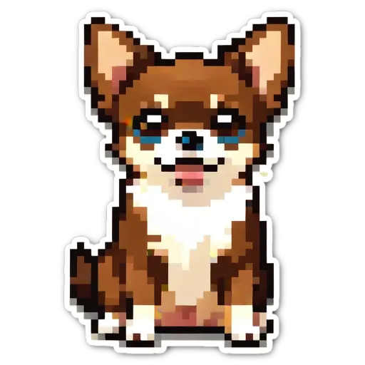 A chihuahua puppy in a pixelated sticker.