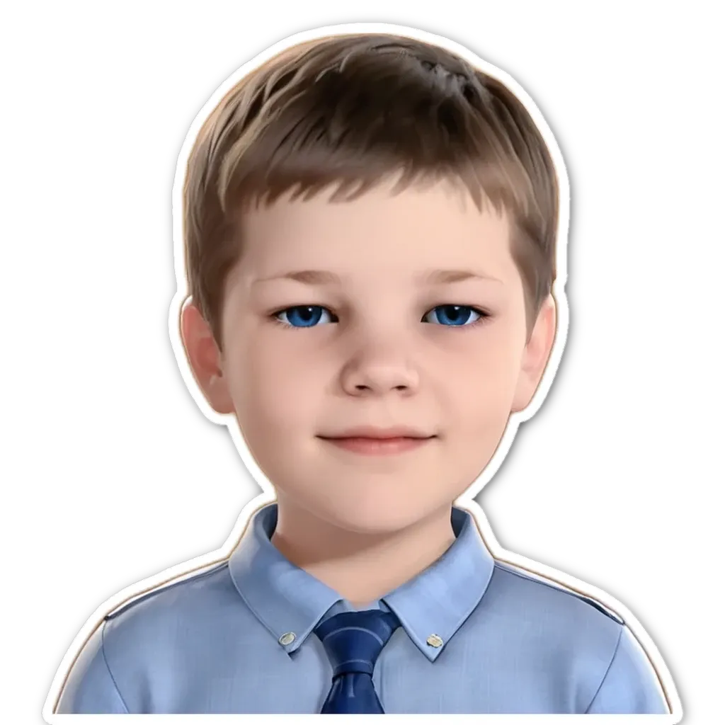 A boy wearing a blue shirt and tie.