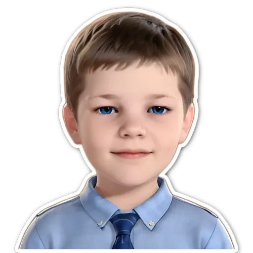 A boy wearing a blue shirt and tie.