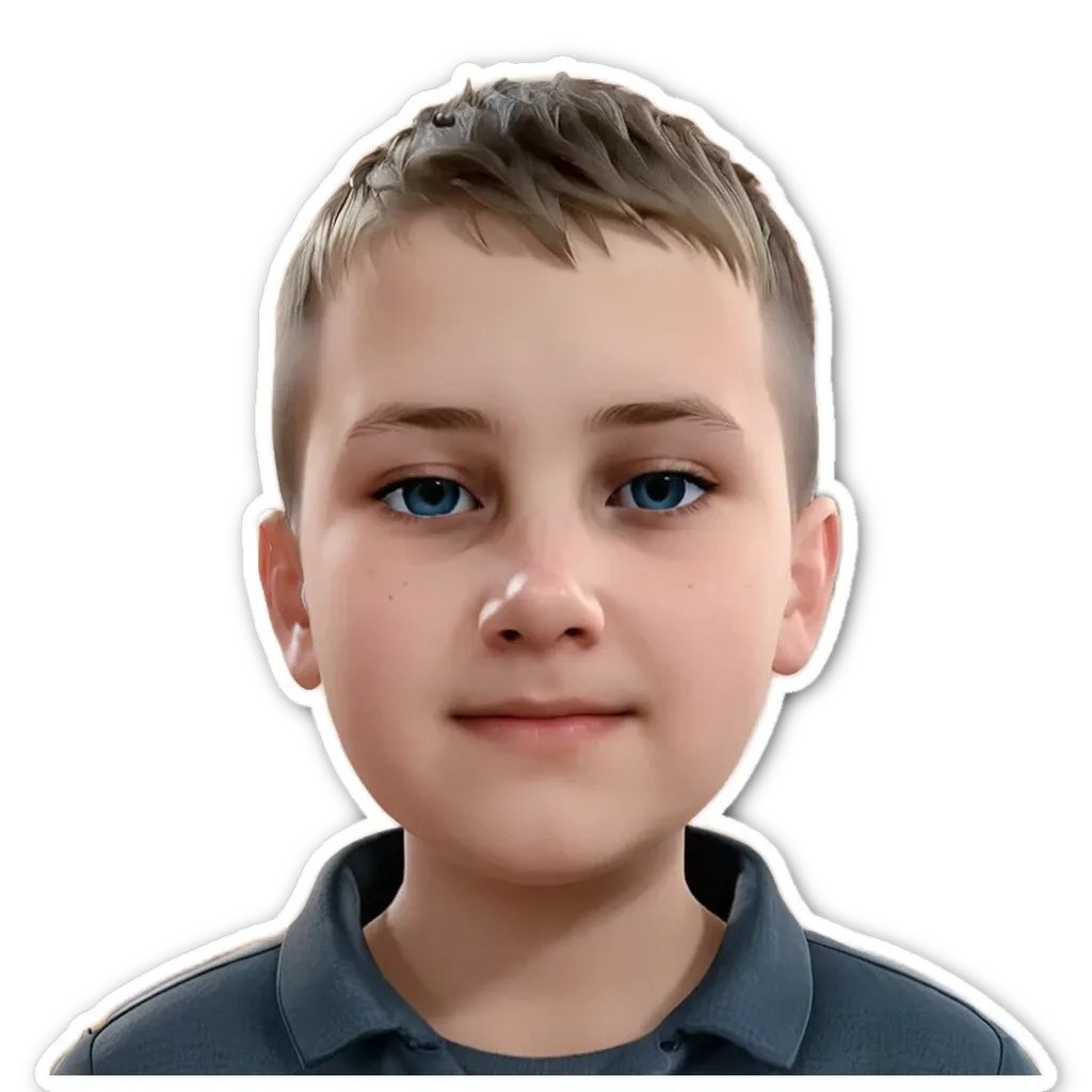 A boy's face is on a sticker.