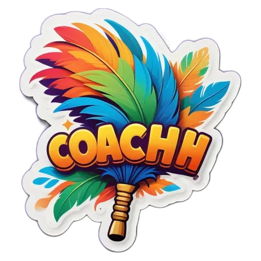 A colorful feather stick is on a black background.