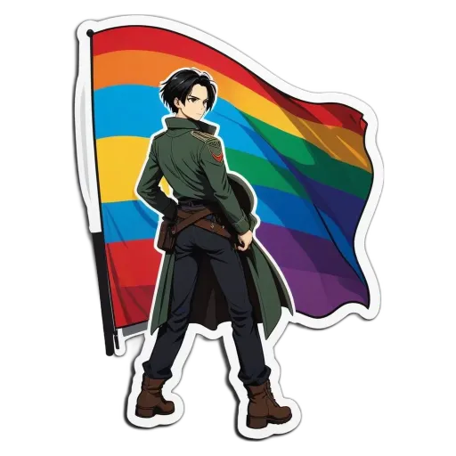 A person with a flag and rainbow colors that they are proud of.