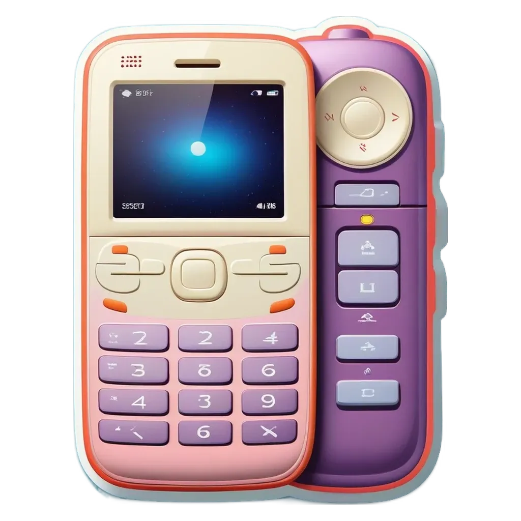 A pink and white cell phone with a black screen.