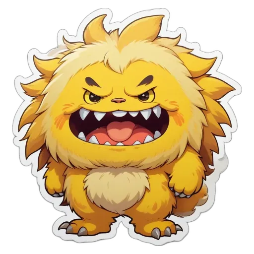 A yellow animal with a big mouth and claws.