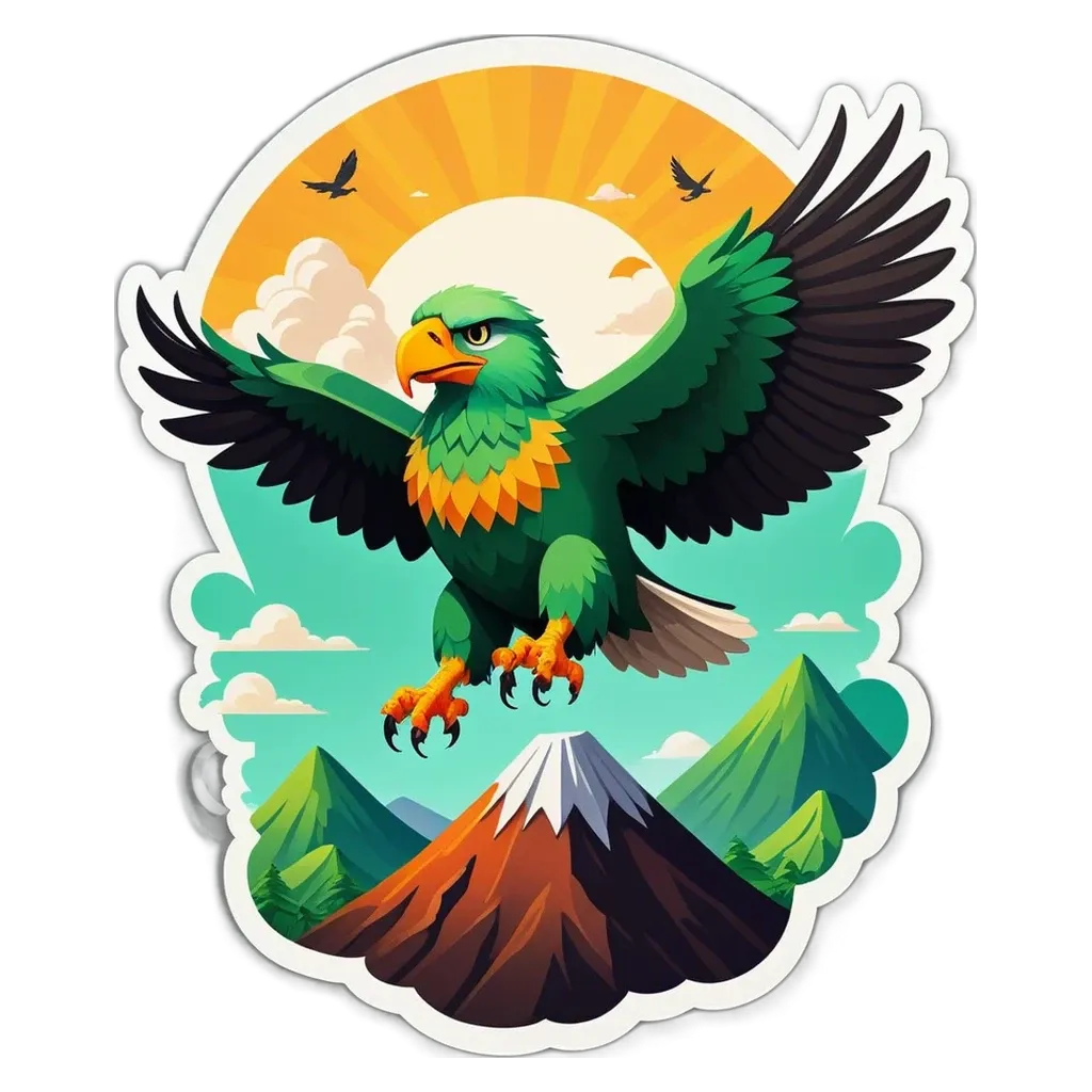 A picture of an eagle with its claws out of a mountain top.