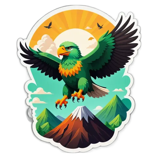 A picture of an eagle with its claws out of a mountain top.