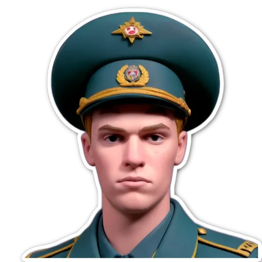 A very detailed and realistic military officer sticker.