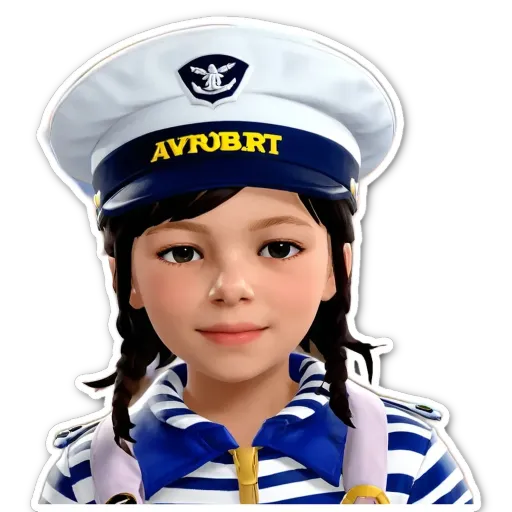 A child wearing a hat and a shirt with stripes.