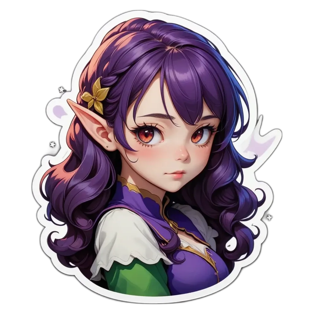 A sticker of a girl with elf ears.