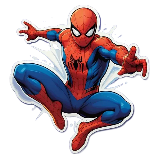 A cartoon picture of spiderman doing the splits on a black background.