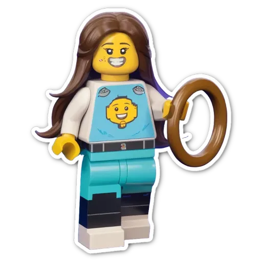 A girl figure in a lego set on a black background.