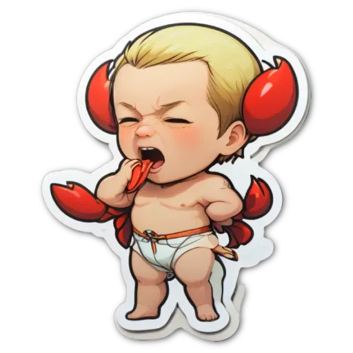 A child holding a crab and licking it.