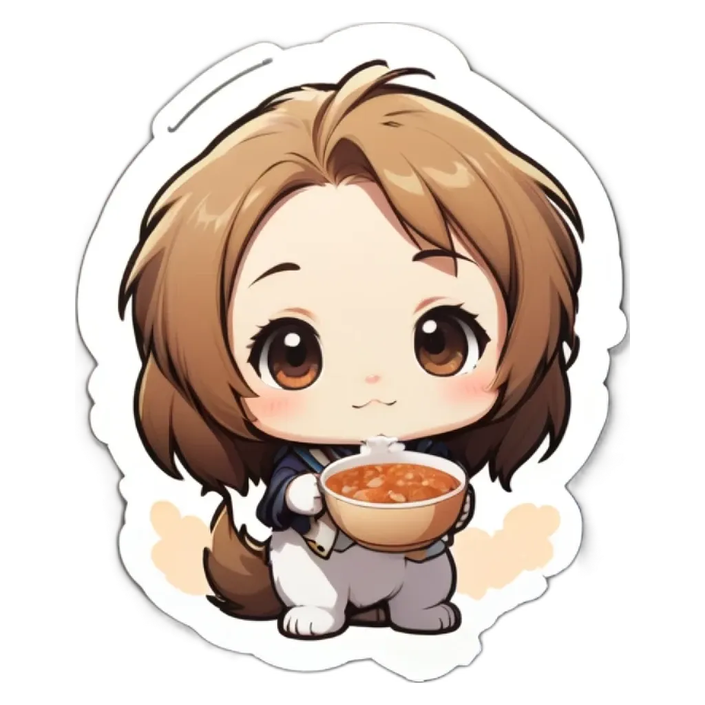 A girl with a bowl of soup is shown.