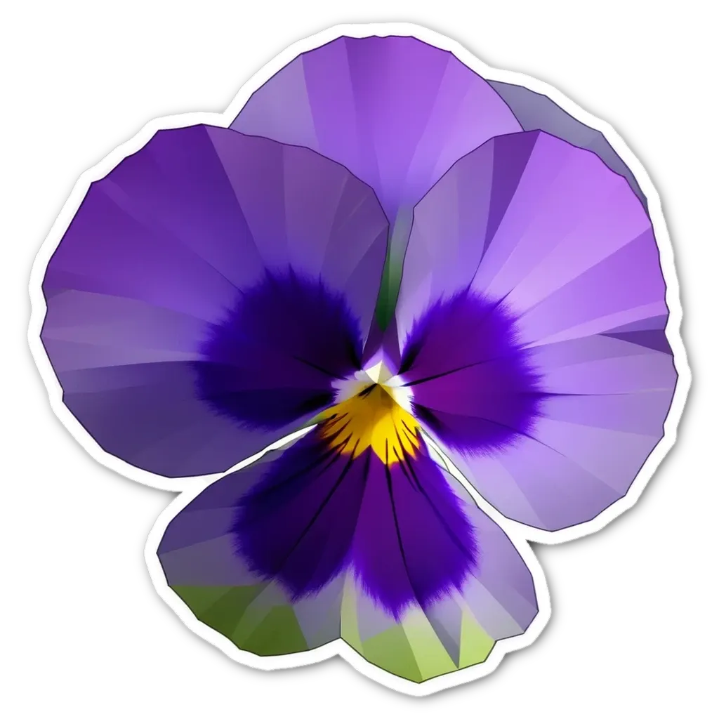 A purple flower with yellow centers is depicted.