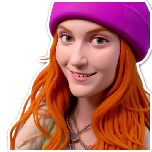 A redheaded girl wearing a beanie is smiling.