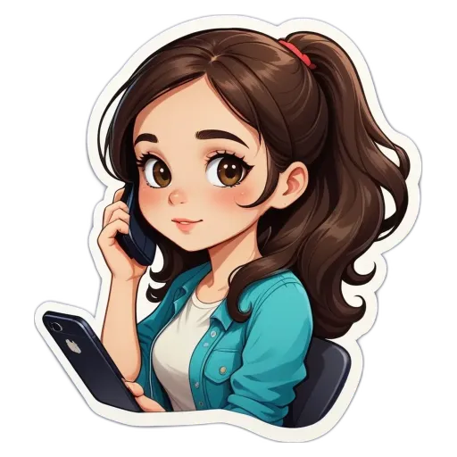 A sticker of a girl talking on the phone.