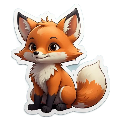 A cartoon drawing of a fox that is sticker-like.