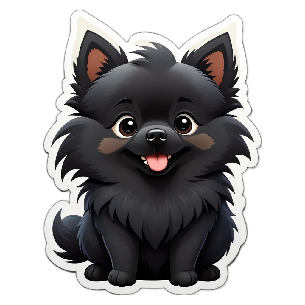 A black dog sticker with a black background.