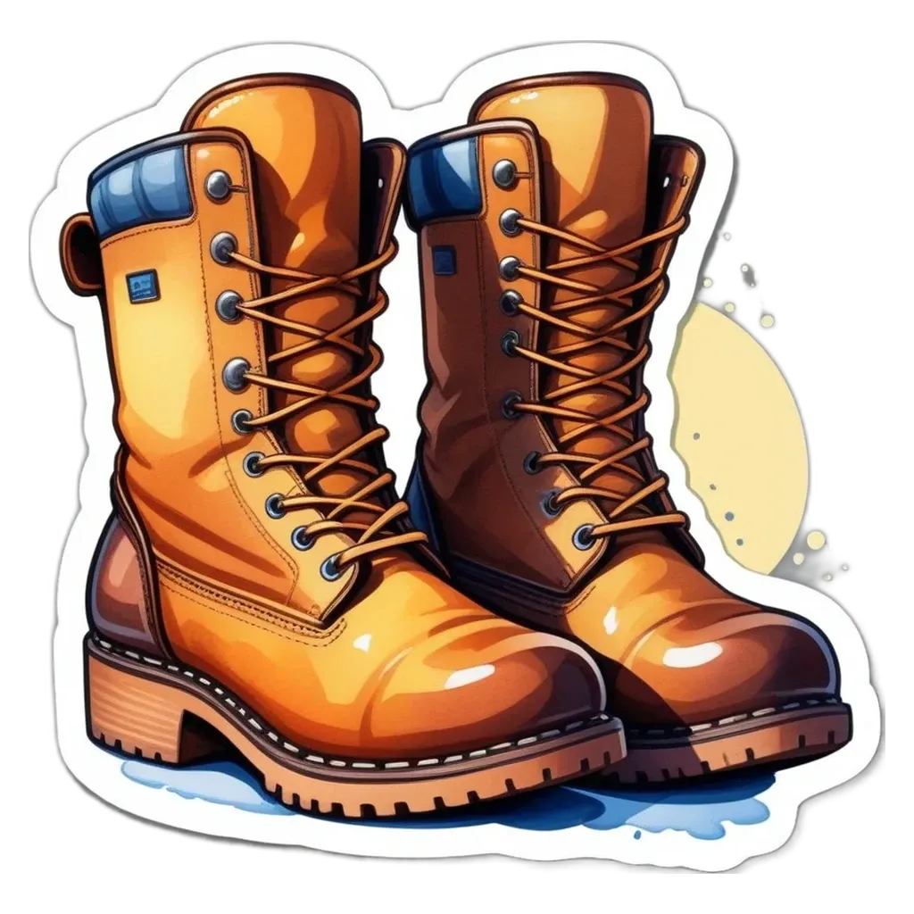 A cartoon depiction of a cowboy boot with a sole visible.