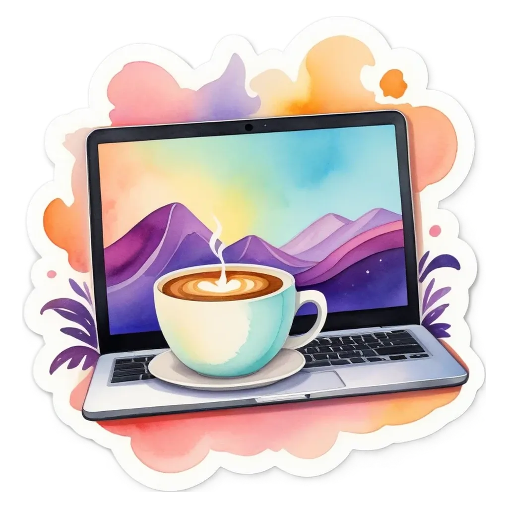 An image of a laptop with a coffee cup on it.