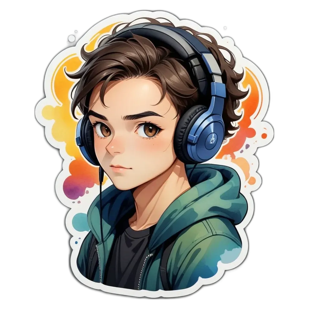 A boy with headphones on his head.