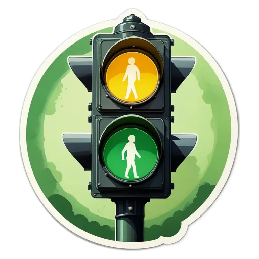 A traffic light that is green and a man walking.