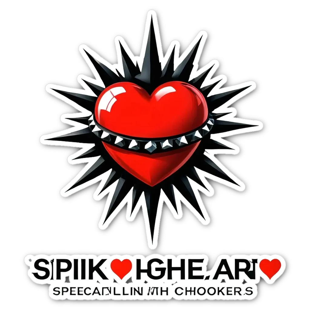 A sticker of a heart with spikes around it that says Special Ghearts Art.