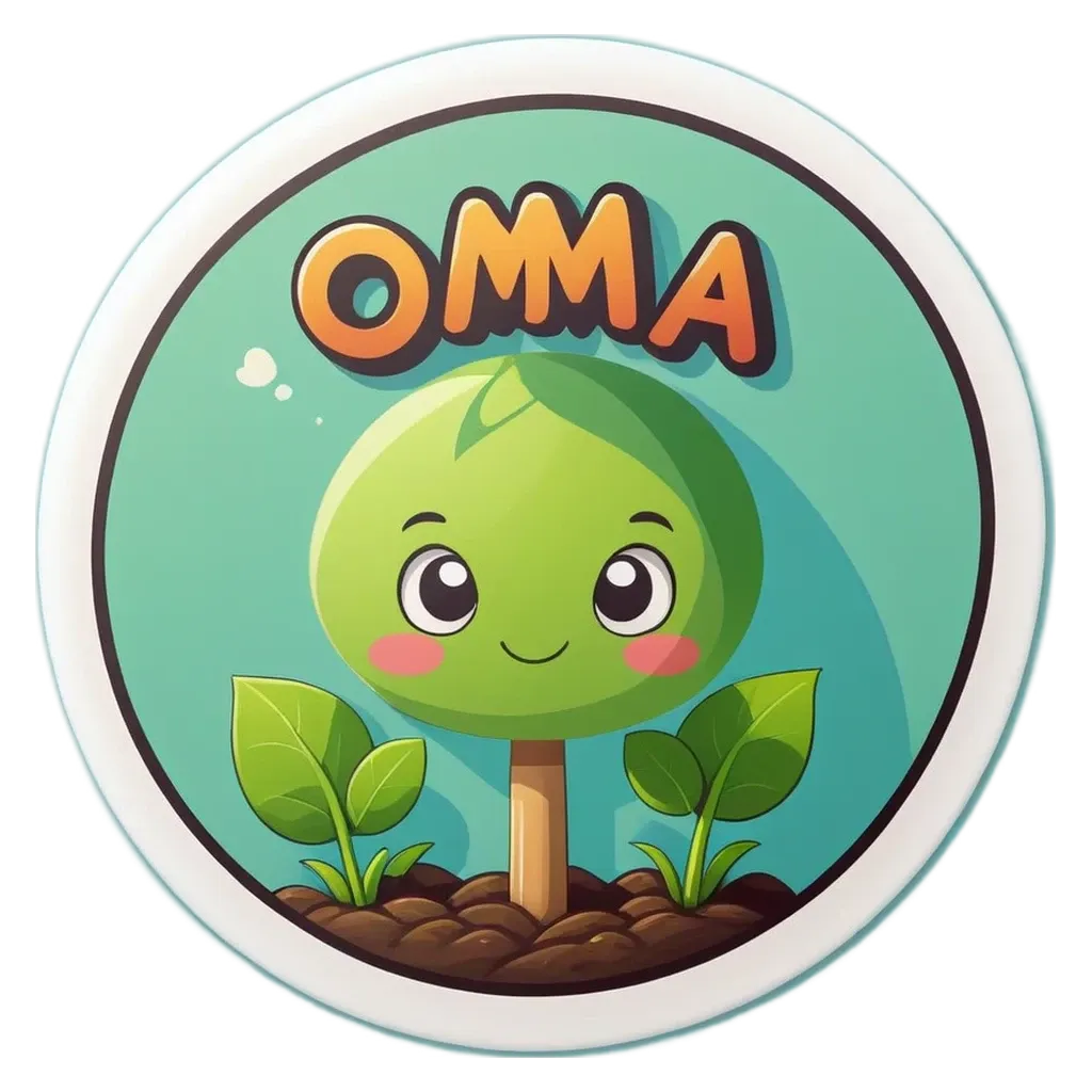 A tree with the word OMA on the sticker.