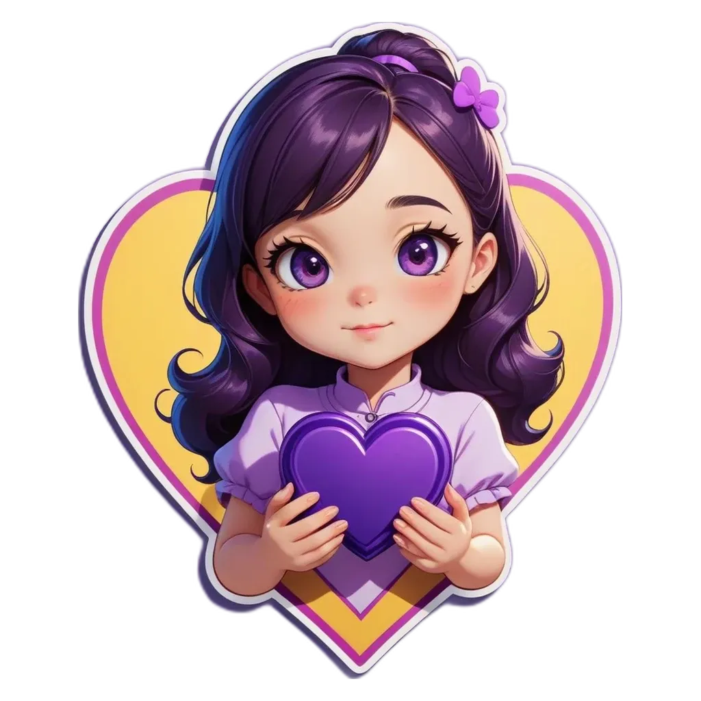 A purple heart holding a purple box.