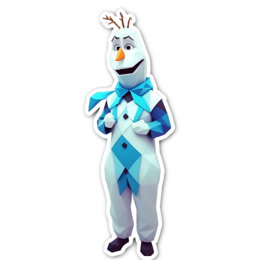 A snowman with a scarf and blue pants standing in a black and white background.