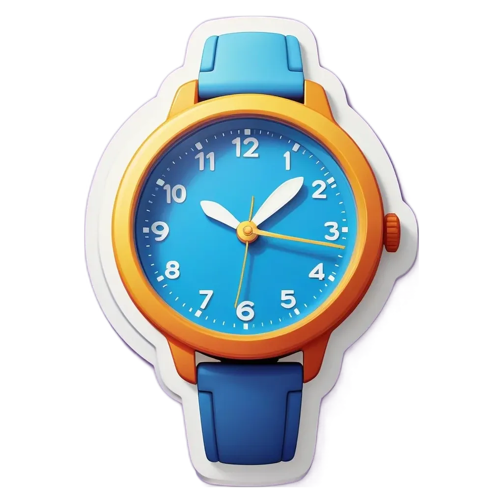 A blue wrist watch with an orange band.