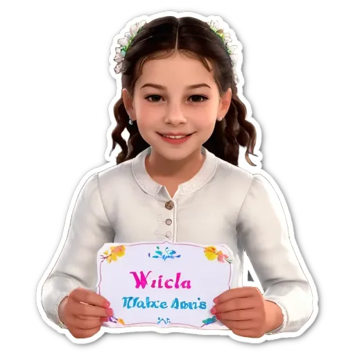 A girl holding a sign that says Wlica make anons.