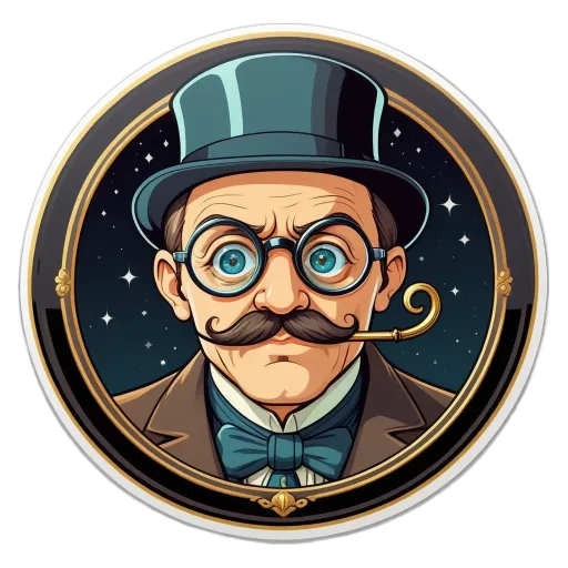 A man with a mustache and glasses wearing a top hat.