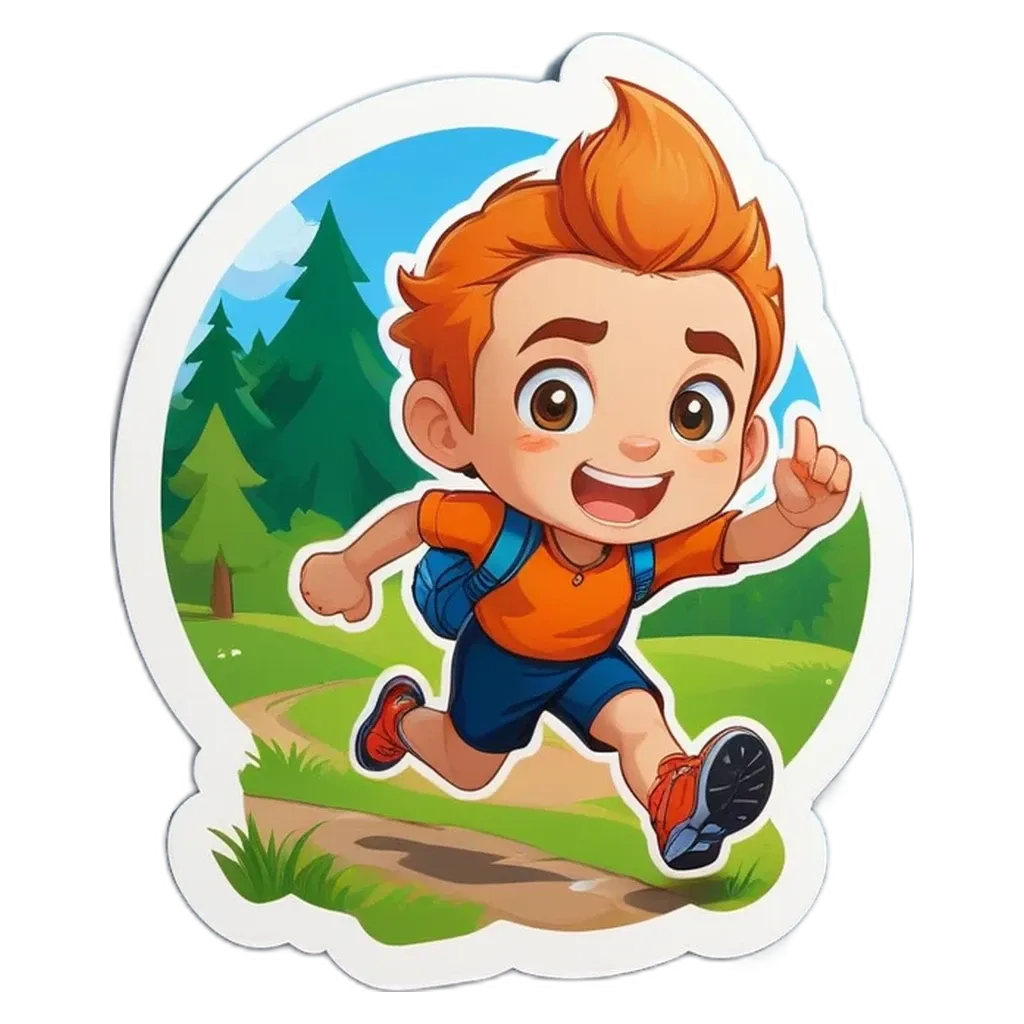 A boy running with a backpack on.