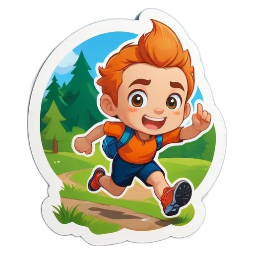 A boy running with a backpack on.